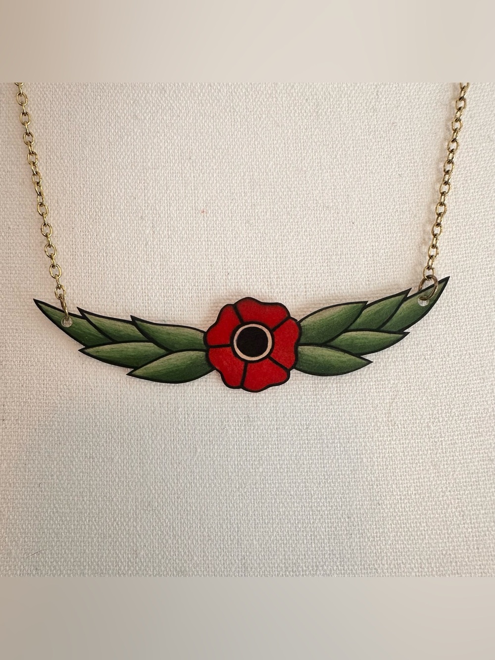 Red Poppy Wing Necklace - Women Jewelry